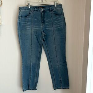 QVC Lisa Rinna Collection Skinny Slit Front Hem Ankle light wash stretch Jean 16